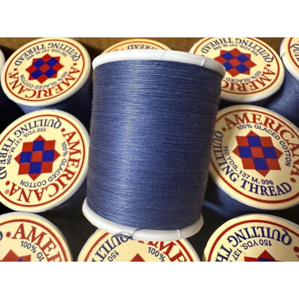 LOT of 10 Americana Quilting 100% GLACED COTTON Quilting Thread Spool Navy Color